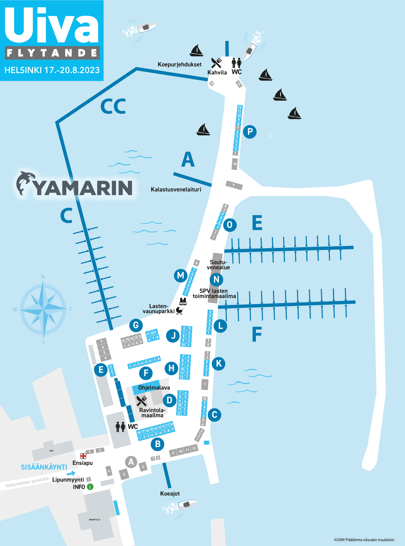 Yamarin-veneet Uivassa venenäyttelyssä laiturikartta