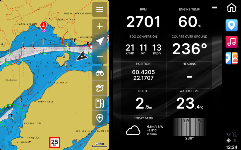 Screenshot: New Yamarin Q smart display features