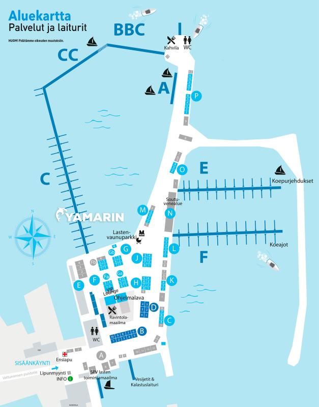 Helsingin Uivan venenäyttelyn aluekartta